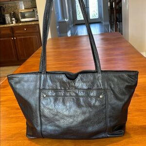 LATICO Black Leather Tote Bag Zipper Closure Boho Bohemian Silver Details Sleek🖤